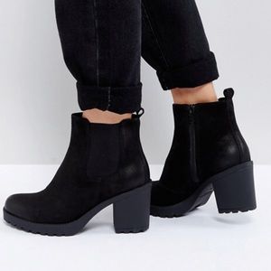 Black leather ankle boots